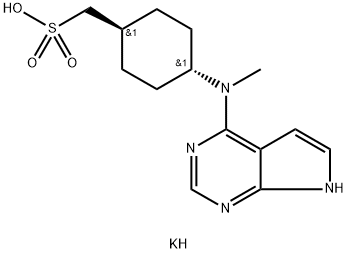 potassium ((1r,4r)-4-(methyl(7H-pyrrolo[2,3-d]pyrimidin-4-yl)amino)cyclohexyl)methanesulfonate 구조식 이미지