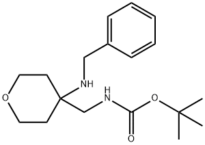 (4-Benzylamino-tetrahydro-pyran-4-ylmethyl)-carbamic acid tert-butyl ester Structure