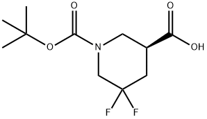 (S)-1-(tert-butoxycarbonyl)-5,5-difluoropiperidine-3-carboxylic acid Structure