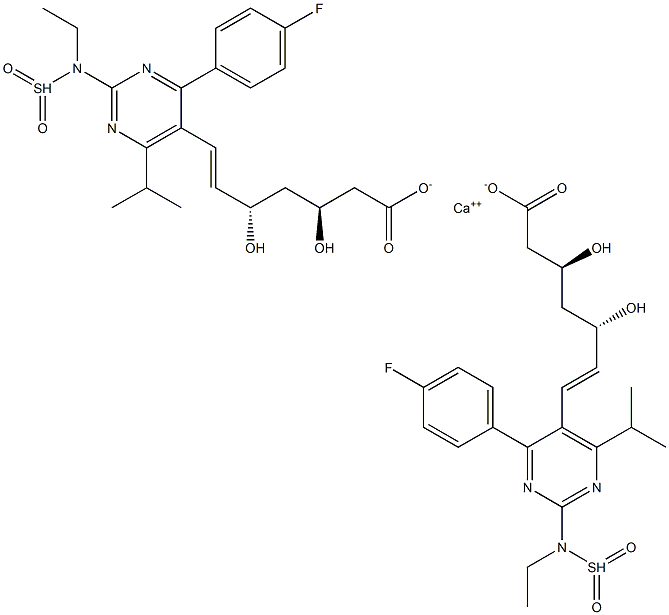 ((3S,5S,E)-7-(4-(4-fluorophenyl)-6-isopropyl-2-(N-methylmethyl
sulfonamido)pyrimidin-5-yl)-3,5-dihydroxyhept-6-enoate) calcium(II) 구조식 이미지