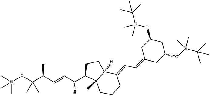 ((1R,3R)-5-((E)-2-((1R,3aS,7aR)-1-((2R,5S,E)-5,6-dimethyl-6-(trimethylsilyloxy)hept-3-en-2-yl)-7a-methyldihydro-1H-inden-4(2H,5H,6H,7H,7aH)-ylidene)ethylidene)cyclohexane-1,3-diyl)bis(oxy)bis(tert-butyldimethylsilane) 구조식 이미지