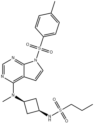 1-Propanesulfonamide, N-[cis-3-[methyl[7-[(4-methylphenyl)sulfonyl]-7H-pyrrolo[2,3-d]pyrimidin-4-yl]amino]cyclobutyl]- 구조식 이미지