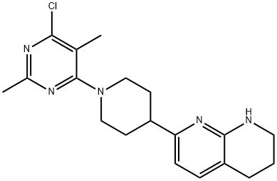 7-(1-(6-chloro-2,5-dimethylpyrimidin-4-yl)piperidin-4-yl)-1,2,3,4-tetrahydro-1,8-naphthyridine Structure