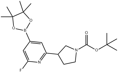 tert-butyl 3-(6-fluoro-4-(4,4,5,5-tetramethyl-1,3,2-dioxaborolan-2-yl)pyridin-2-yl)pyrrolidine-1-carboxylate Structure