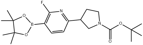 tert-butyl 3-(6-fluoro-5-(4,4,5,5-tetramethyl-1,3,2-dioxaborolan-2-yl)pyridin-2-yl)pyrrolidine-1-carboxylate Structure