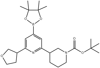 tert-butyl 3-(6-(tetrahydrofuran-3-yl)-4-(4,4,5,5-tetramethyl-1,3,2-dioxaborolan-2-yl)pyridin-2-yl)piperidine-1-carboxylate 구조식 이미지