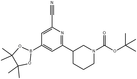 2-Cyano-6-(N-Boc-piperidin-3-yl)pyridine-4-boronic acid pinacol ester Structure