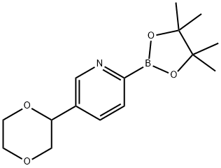 5-(1,4-dioxan-2-yl)-2-(4,4,5,5-tetramethyl-1,3,2-dioxaborolan-2-yl)pyridine 구조식 이미지