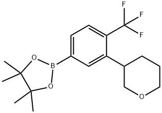 4,4,5,5-tetramethyl-2-(3-(tetrahydro-2H-pyran-3-yl)-4-(trifluoromethyl)phenyl)-1,3,2-dioxaborolane 구조식 이미지