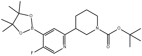 tert-butyl 3-(5-fluoro-4-(4,4,5,5-tetramethyl-1,3,2-dioxaborolan-2-yl)pyridin-2-yl)piperidine-1-carboxylate Structure