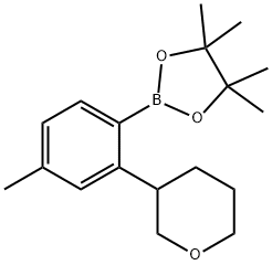 4,4,5,5-tetramethyl-2-(4-methyl-2-(tetrahydro-2H-pyran-3-yl)phenyl)-1,3,2-dioxaborolane 구조식 이미지