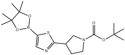 tert-butyl 3-(5-(4,4,5,5-tetramethyl-1,3,2-dioxaborolan-2-yl)thiazol-2-yl)pyrrolidine-1-carboxylate Structure