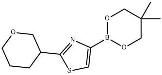 2-(Oxan-3-yl)thiazole-4-boronic acid neopentylglycol ester 구조식 이미지