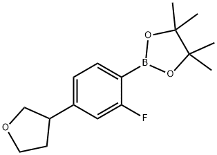 4-(3-tetrahydrofuranyl)-2-fluorophenylboronic acid pinacol ester Structure