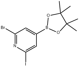 2-Bromo-6-iodopyridine-4-boronic acid pinacol ester 구조식 이미지