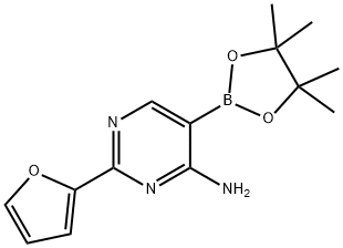 4-Amino-2-(2-furyl)pyrimidine-5-boronic acid pinacol ester 구조식 이미지