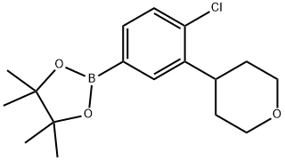 2-(4-chloro-3-(tetrahydro-2H-pyran-4-yl)phenyl)-4,4,5,5-tetramethyl-1,3,2-dioxaborolane 구조식 이미지