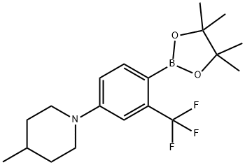 2-Trifluoromethyl-4-(4-methylpiperidin-1-yl)phenylboronic acid pinacol ester Structure