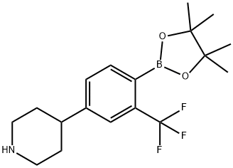 4-(4-(4,4,5,5-tetramethyl-1,3,2-dioxaborolan-2-yl)-3-(trifluoromethyl)phenyl)piperidine Structure