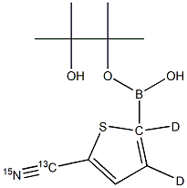 5-(Cyano-13C,15N)(thiophene-d2)-2-boronic acid pinacol ester Structure