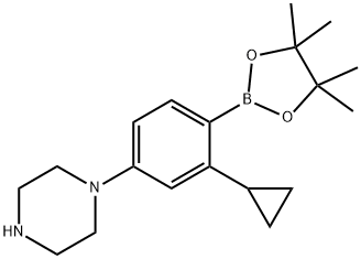 1-(3-cyclopropyl-4-(4,4,5,5-tetramethyl-1,3,2-dioxaborolan-2-yl)phenyl)piperazine Structure