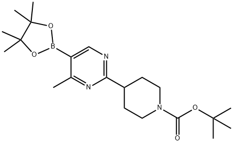 tert-butyl 4-(4-methyl-5-(4,4,5,5-tetramethyl-1,3,2-dioxaborolan-2-yl)pyrimidin-2-yl)piperidine-1-carboxylate Structure