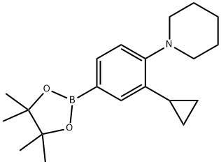 1-(2-cyclopropyl-4-(4,4,5,5-tetramethyl-1,3,2-dioxaborolan-2-yl)phenyl)piperidine Structure
