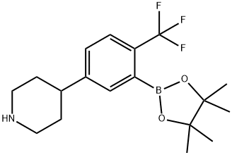 4-(3-(4,4,5,5-tetramethyl-1,3,2-dioxaborolan-2-yl)-4-(trifluoromethyl)phenyl)piperidine Structure