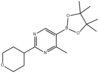 4-methyl-2-(tetrahydro-2H-pyran-4-yl)-5-(4,4,5,5-tetramethyl-1,3,2-dioxaborolan-2-yl)pyrimidine 구조식 이미지