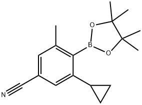 2-Methyl-4-cyano-6-cyclopropylphenylboronic acid pinacol ester Structure