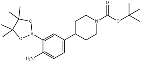 tert-butyl 4-(4-amino-3-(4,4,5,5-tetramethyl-1,3,2-dioxaborolan-2-yl)phenyl)piperidine-1-carboxylate Structure