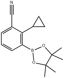 2-cyclopropyl-3-(4,4,5,5-tetramethyl-1,3,2-dioxaborolan-2-yl)benzonitrile 구조식 이미지