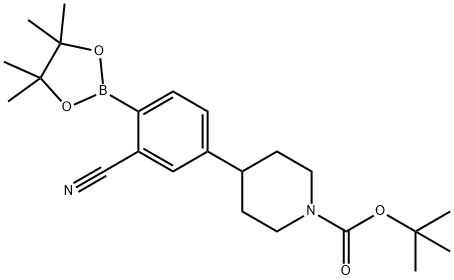 tert-butyl 4-(3-cyano-4-(4,4,5,5-tetramethyl-1,3,2-dioxaborolan-2-yl)phenyl)piperidine-1-carboxylate Structure