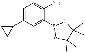 4-cyclopropyl-2-(4,4,5,5-tetramethyl-1,3,2-dioxaborolan-2-yl)aniline 구조식 이미지