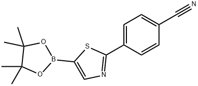 2-(4-Cyanophenyl)thiazole-5-boronic acid pinacol ester 구조식 이미지