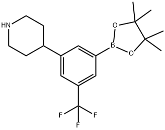 4-(3-(4,4,5,5-tetramethyl-1,3,2-dioxaborolan-2-yl)-5-(trifluoromethyl)phenyl)piperidine Structure