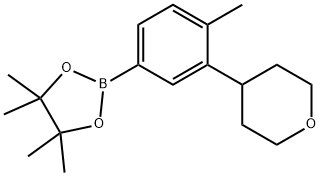 4,4,5,5-tetramethyl-2-(4-methyl-3-(tetrahydro-2H-pyran-4-yl)phenyl)-1,3,2-dioxaborolane 구조식 이미지