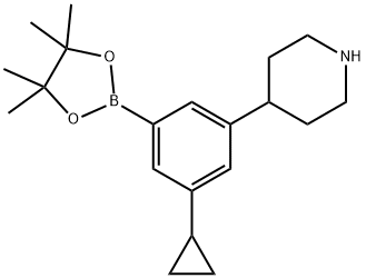 4-(3-cyclopropyl-5-(4,4,5,5-tetramethyl-1,3,2-dioxaborolan-2-yl)phenyl)piperidine Structure