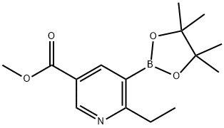 2-Ethyl-5-(methoxycarbonyl)pyridine-3-boronic acid pinacol ester 구조식 이미지