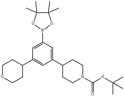 3-(4-Tetrahydropyranyl)-5-(N-Boc-piperidin-4-yl)phenylboronic acid pinacol ester Structure