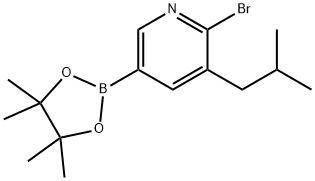 2-bromo-3-isobutyl-5-(4,4,5,5-tetramethyl-1,3,2-dioxaborolan-2-yl)pyridine Structure