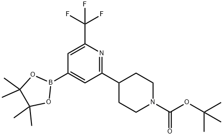 tert-butyl 4-(4-(4,4,5,5-tetramethyl-1,3,2-dioxaborolan-2-yl)-6-(trifluoromethyl)pyridin-2-yl)piperidine-1-carboxylate Structure