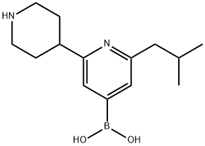 2-(iso-Butyl)-6-(piperidin-4-yl)pyridine-4-boronic acid Structure