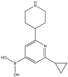 2-Cyclopropyl-6-(piperidin-4-yl)pyridine-4-boronic acid 구조식 이미지