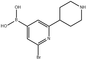 2-Bromo-6-(piperidin-4-yl)pyridine-4-boronic acid 구조식 이미지