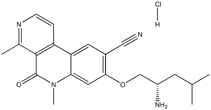 8-{[(2S)-2-amino-4-methylpentyl]oxy}-4,6-dimethyl-5-oxo-5H,6H-benzo[c]2,7-naphthyridine-9-carbonitrile hydrochloride Structure