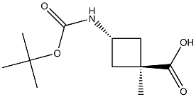 trans-3-{[(tert-butoxy)carbonyl]amino}-1-methylcyclobutane-1-carboxylic acid Structure