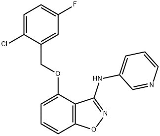 1,2-Benzisoxazol-3-amine, 4-[(2-chloro-5-fluorophenyl)methoxy]-N-3-pyridinyl- 구조식 이미지