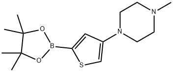 1-methyl-4-(5-(4,4,5,5-tetramethyl-1,3,2-dioxaborolan-2-yl)thiophen-3-yl)piperazine 구조식 이미지