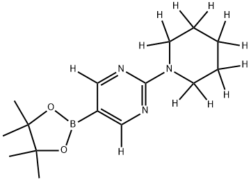 2-(piperidin-1-yl-d10)-5-(4,4,5,5-tetramethyl-1,3,2-dioxaborolan-2-yl)pyrimidine-4,6-d2 구조식 이미지